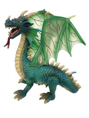 Schleich 2003 World of Knights Medieval Green Dragon 6" Winged Dragon Figure Toy